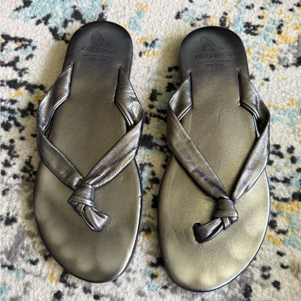 Saks Fifth Avenue Metallic Silver Sandals